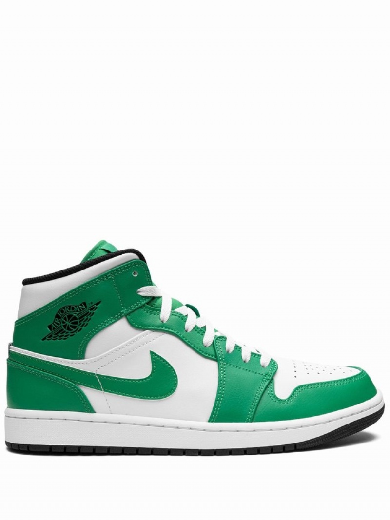 White / Green Men\'s Nike Mid Air Jordan 1 | GVXQAN-670