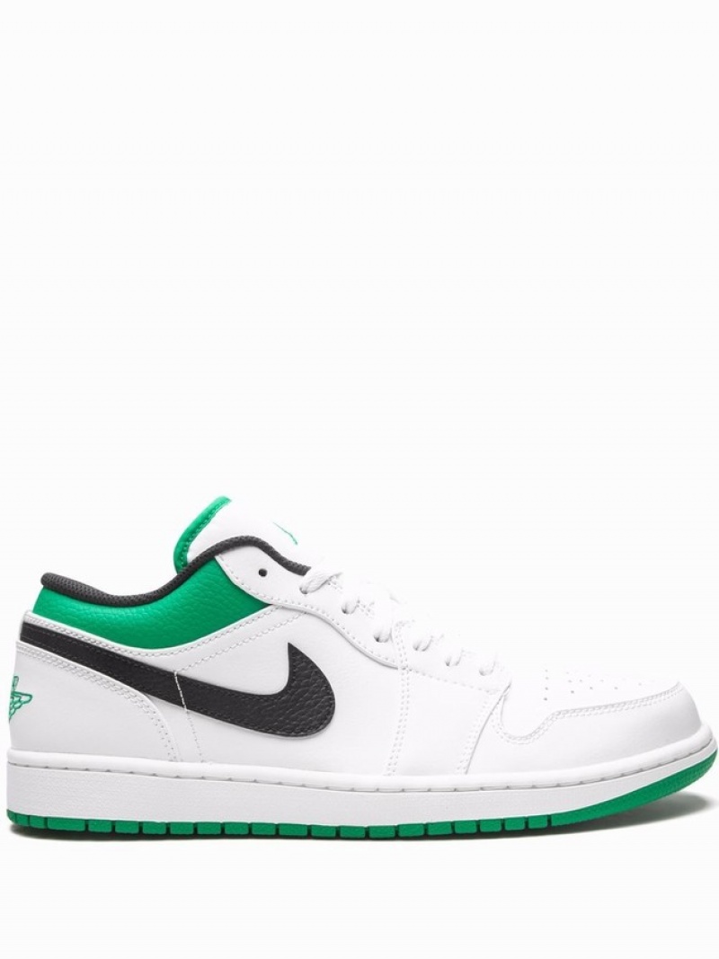 White / Green Women\'s Nike Low White/Lucky Air Jordan 1 | PKEHZJ-265