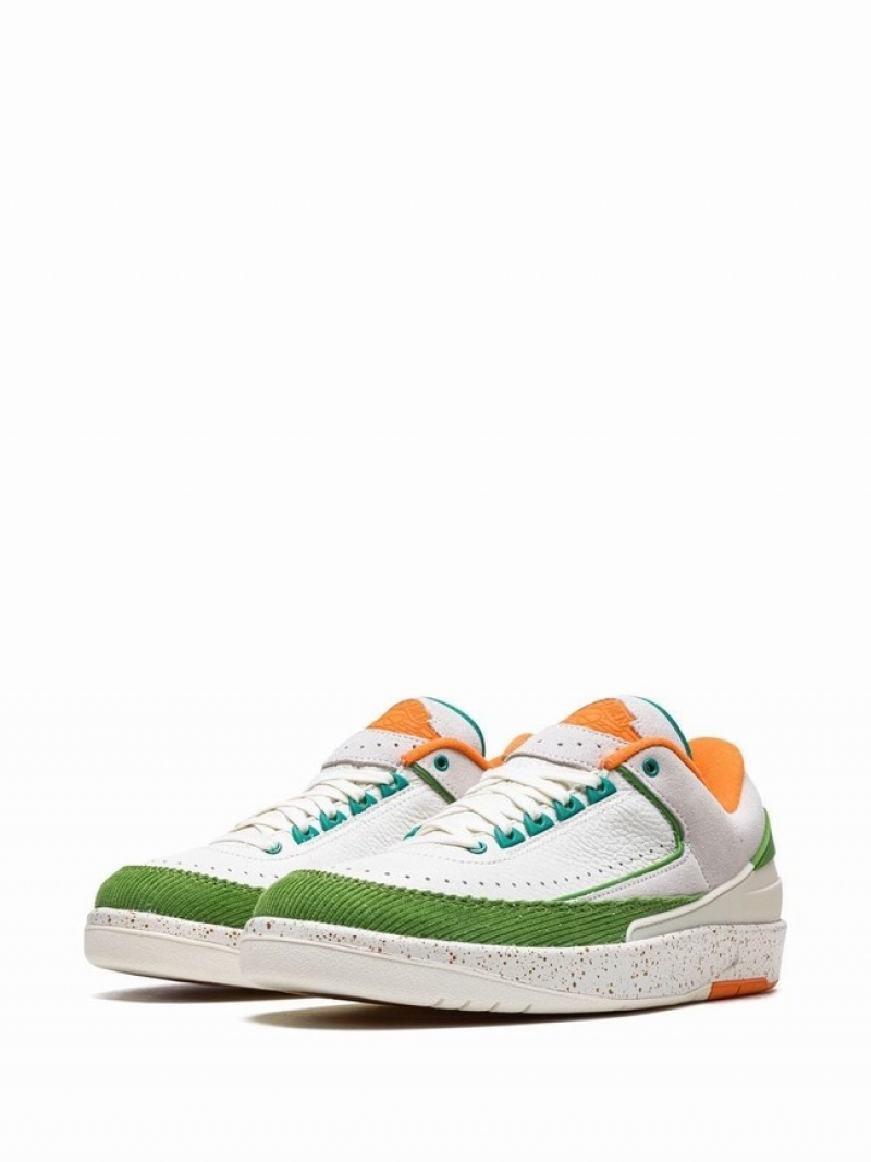 White / Green / Orange / Light Grey Women's Nike Low Titan Air Jordan 2 | VNQBLE-840