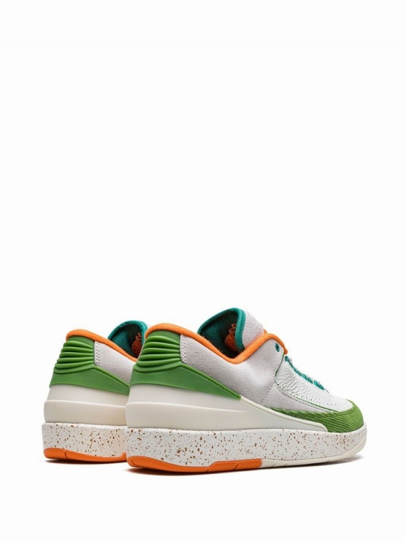 White / Green / Orange / Light Grey Women's Nike Low Titan Air Jordan 2 | VNQBLE-840