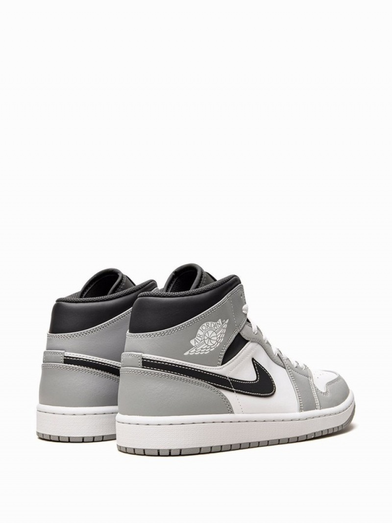 White / Grey Men's Nike Mid Light Smoke 2.0 Air Jordan 1 | NMLICX-365