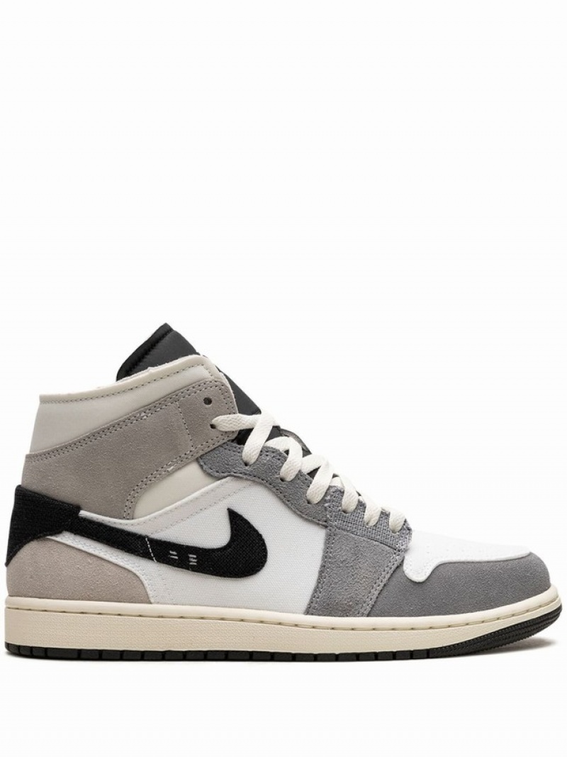 White / Grey Men\'s Nike Mid SE Craft Cement Air Jordan 1 | NLIGUC-314