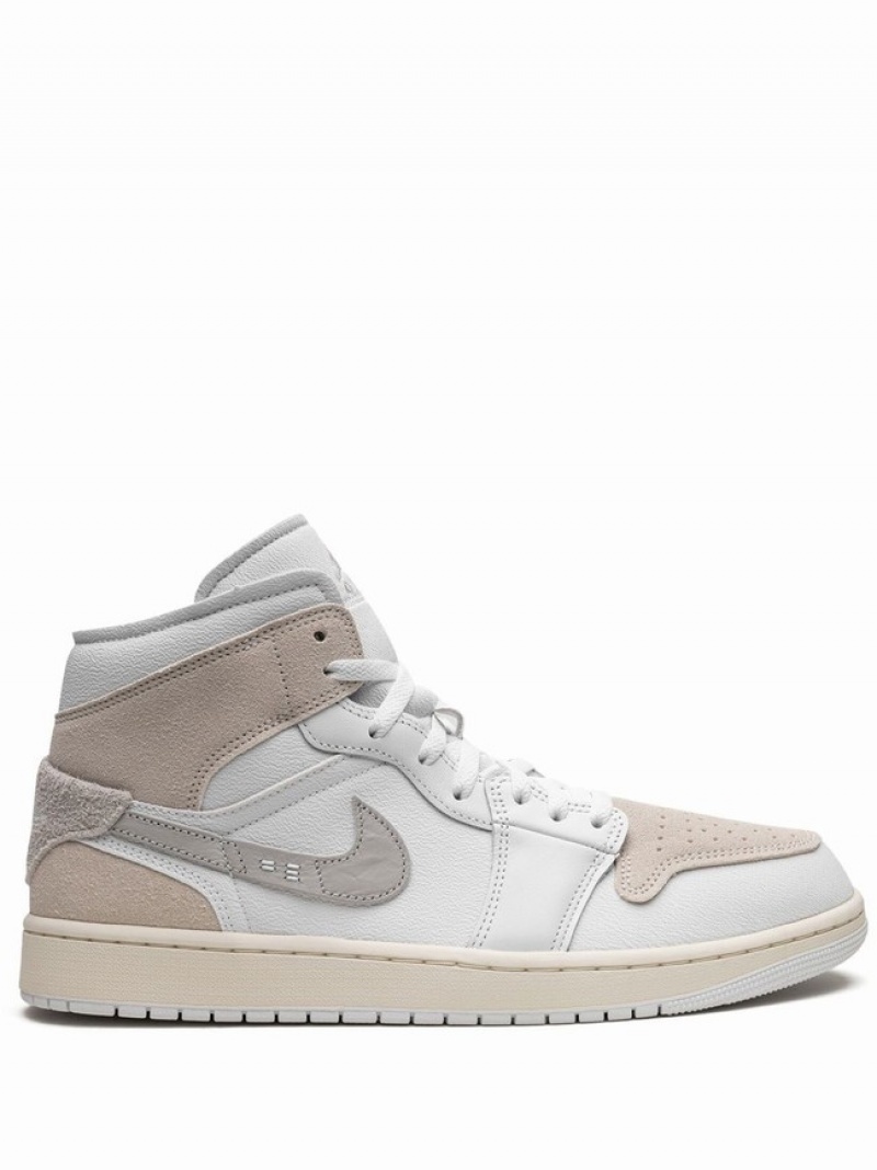 White / Grey Men\'s Nike Mid SE Craft Tech Air Jordan 1 | SRJMEL-647