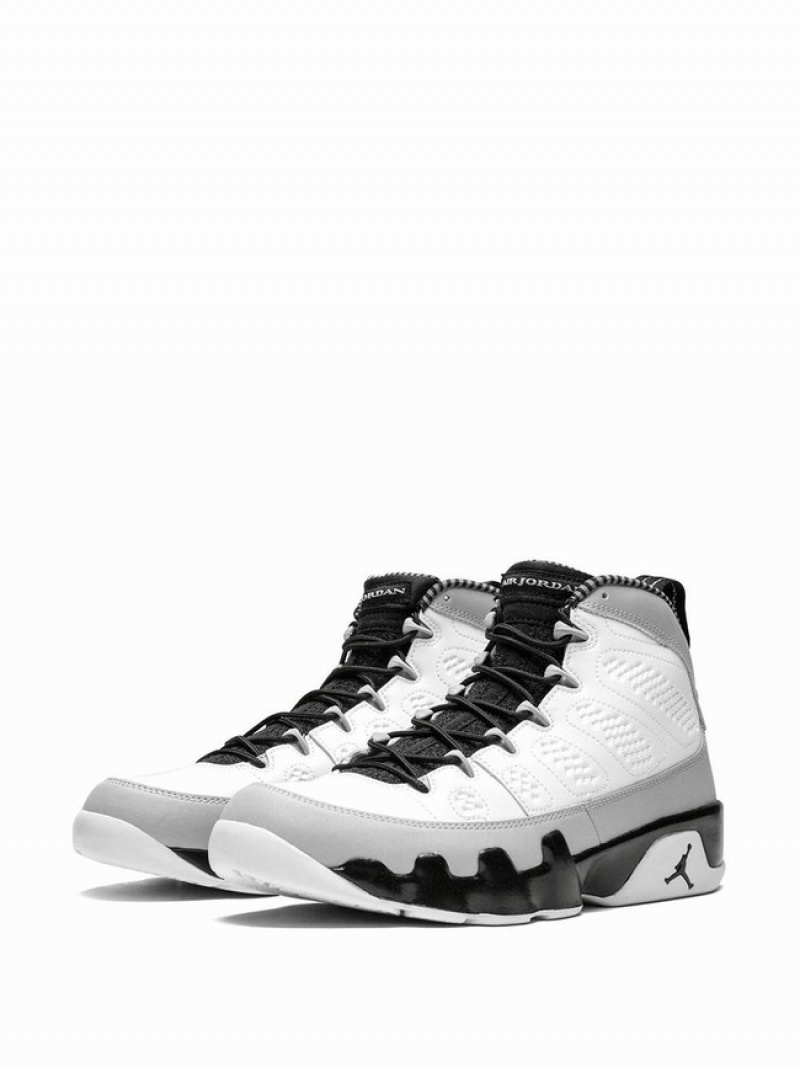 White / Grey Men's Nike Retro Genuine Leather Air Jordan 9 | IMHGEN-538