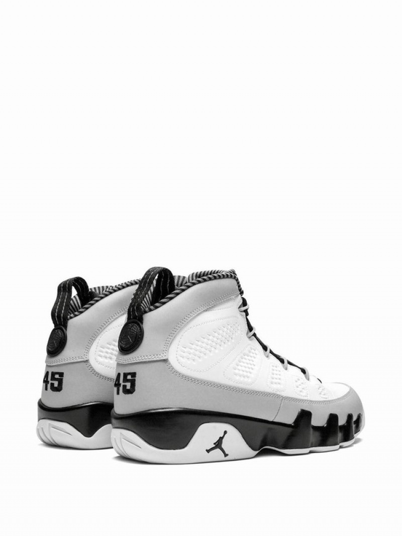 White / Grey Men's Nike Retro Genuine Leather Air Jordan 9 | IMHGEN-538