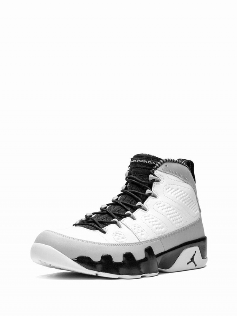 White / Grey Men's Nike Retro Genuine Leather Air Jordan 9 | IMHGEN-538