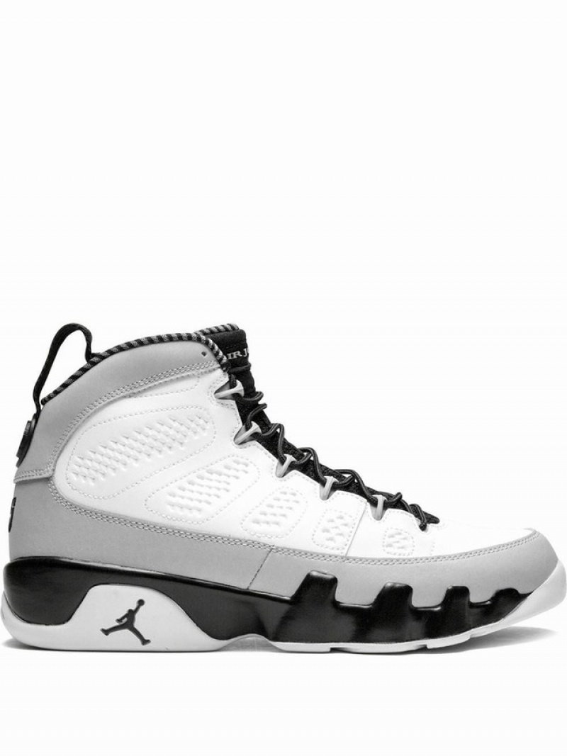 White / Grey Men\'s Nike Retro Genuine Leather Air Jordan 9 | IMHGEN-538