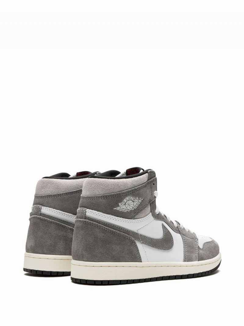 White / Grey Men's Nike Washed Air Jordan 1 | KCRGDY-780