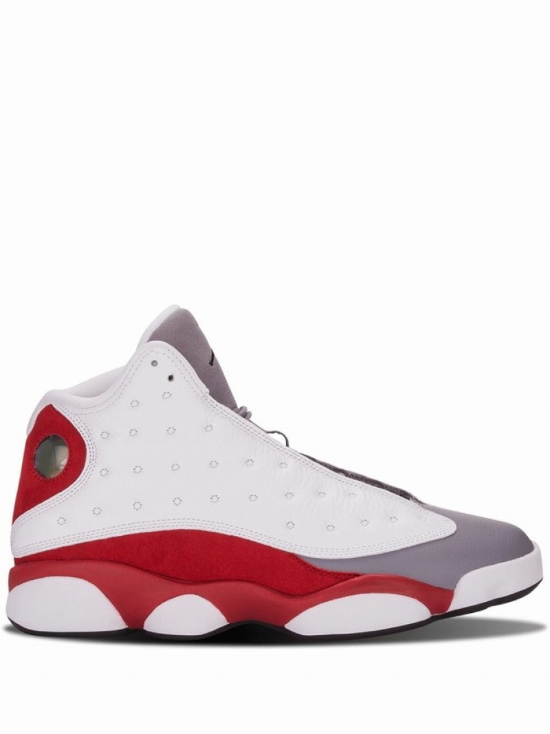 White / Grey / Red Men\'s Nike Retro Air Jordan 13 | PIMVHL-081