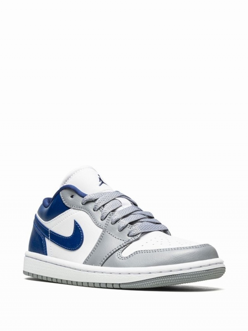 White / Grey / Royal / Blue Women's Nike Low Stealth/French Air Jordan 1 | VALHTJ-387