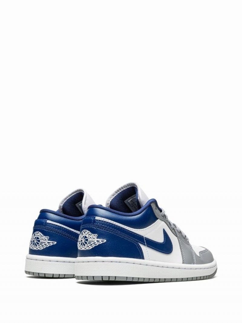 White / Grey / Royal / Blue Women's Nike Low Stealth/French Air Jordan 1 | VALHTJ-387