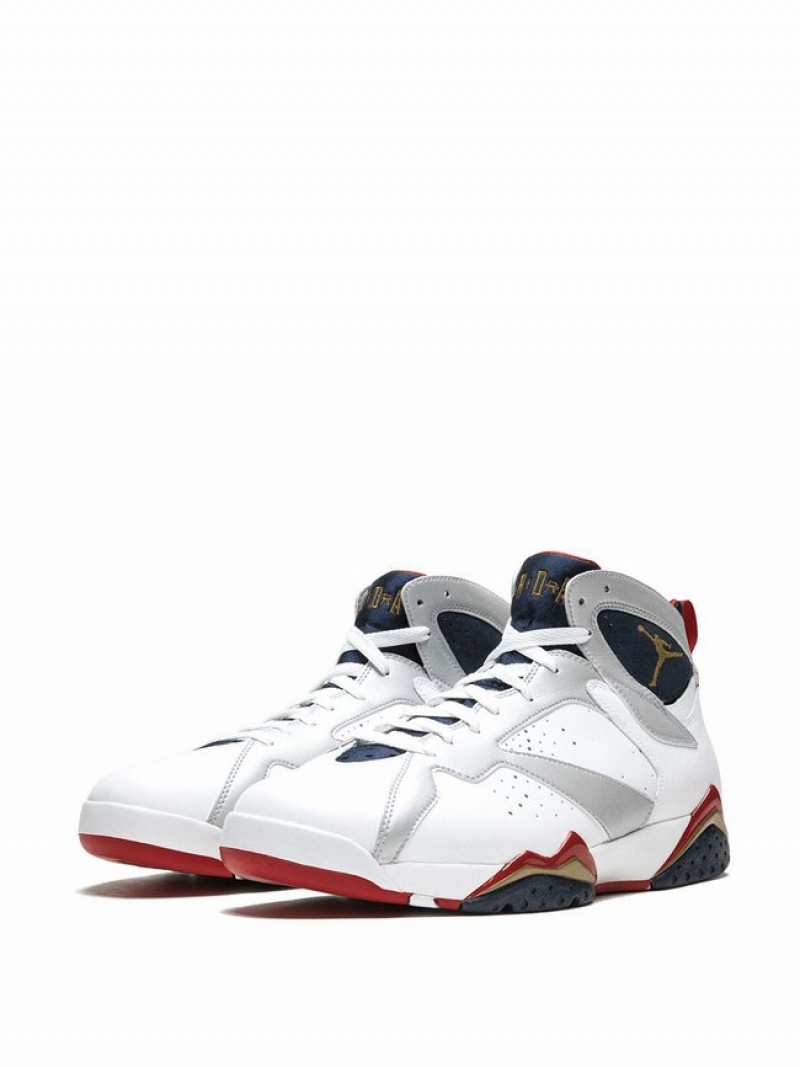 White / Metal / Gold Women's Nike Retro Olympic Air Jordan 7 | WTZNGH-801