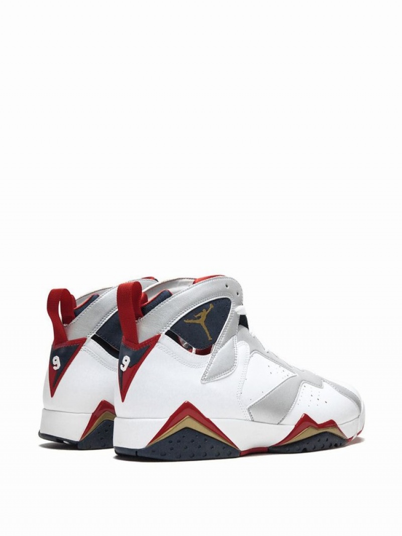 White / Metal / Gold Women's Nike Retro Olympic Air Jordan 7 | WTZNGH-801