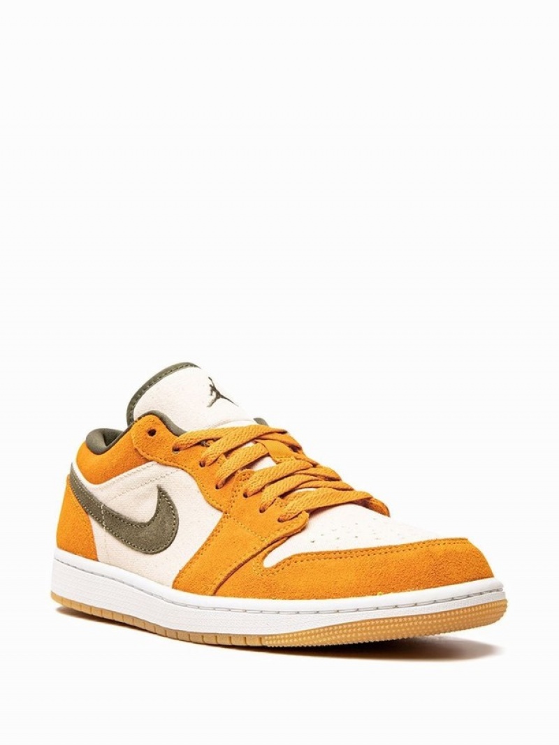 White / Olive / Green / Deep Yellow Women's Nike Low SE Light Curry Air Jordan 1 | RPUJNT-170