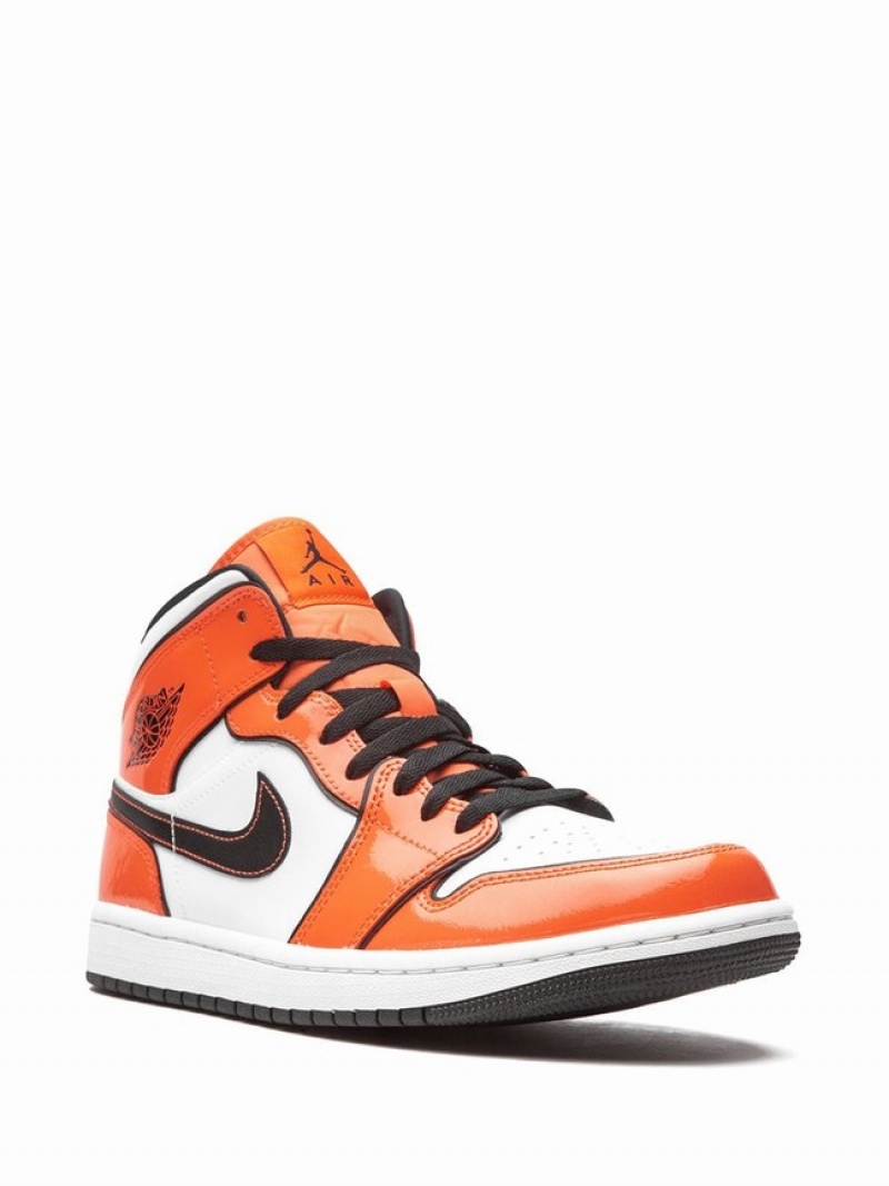 White / Orange Men's Nike Mid SE Turf Air Jordan 1 | UGAOYL-807