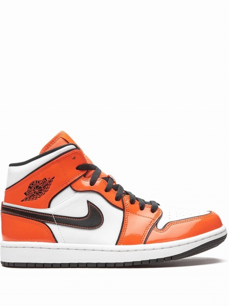 White / Orange Men\'s Nike Mid SE Turf Air Jordan 1 | UGAOYL-807