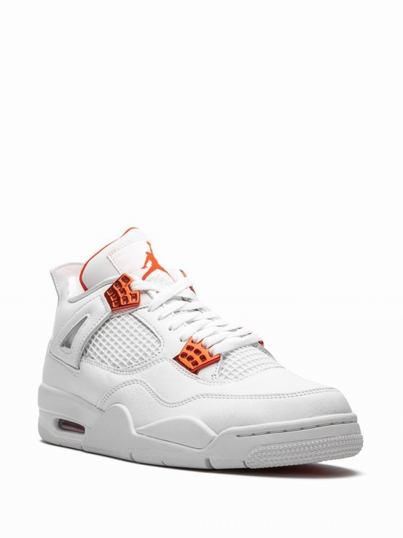 White / Orange Men's Nike Retro Metallic Pack - Air Jordan 4 | GPMDZV-495