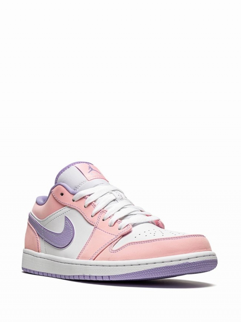 White / Pink / Purple Men's Nike Low Air Jordan 1 | DUKGJA-405