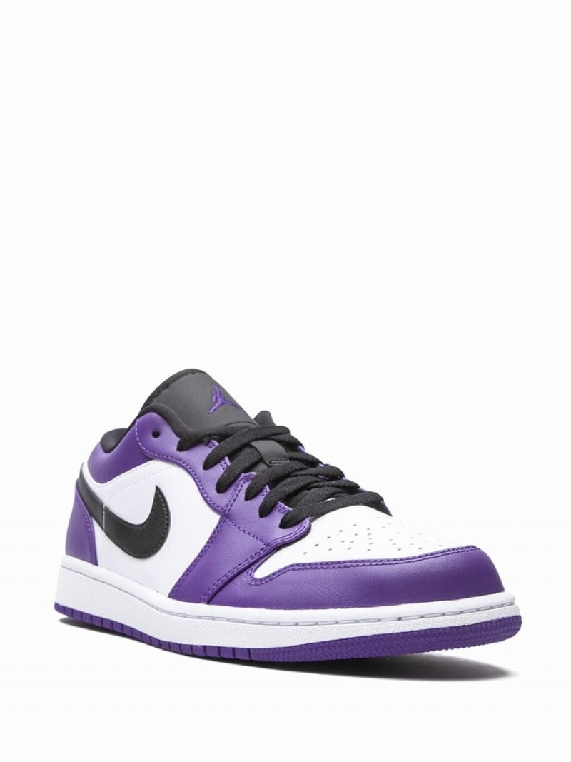 White / Purple Men's Nike Low Court Air Jordan 1 | QXTKFM-953