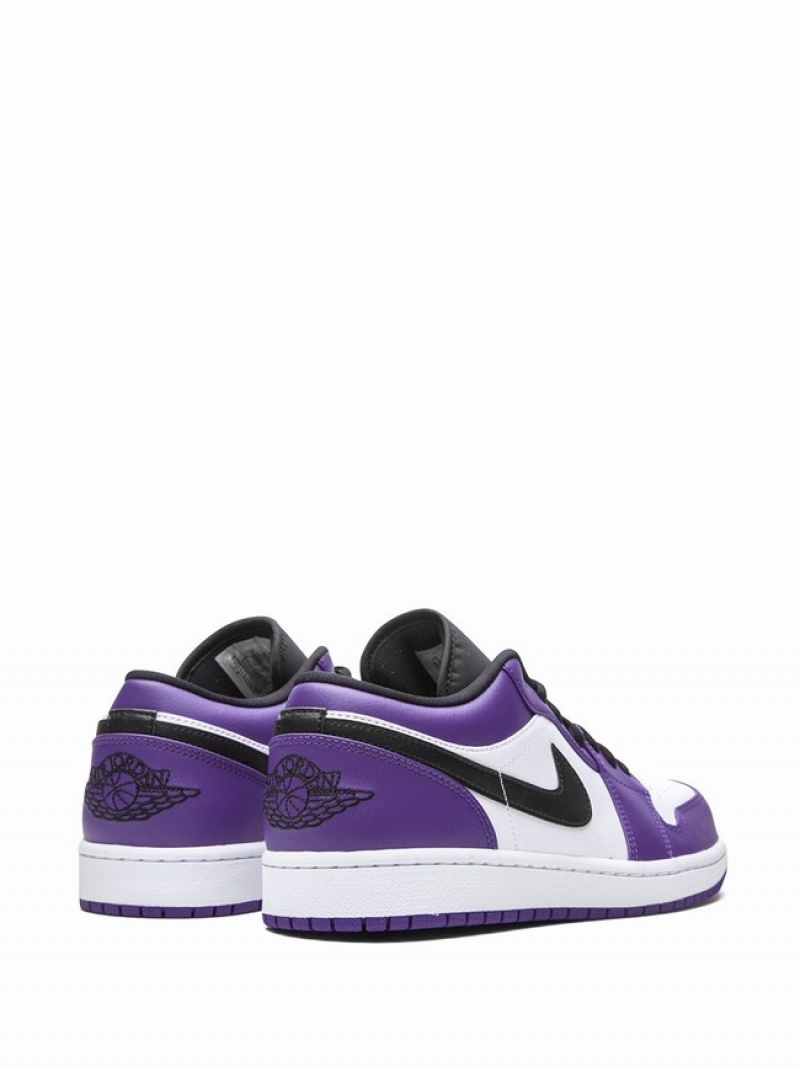 White / Purple Men's Nike Low Court Air Jordan 1 | QXTKFM-953