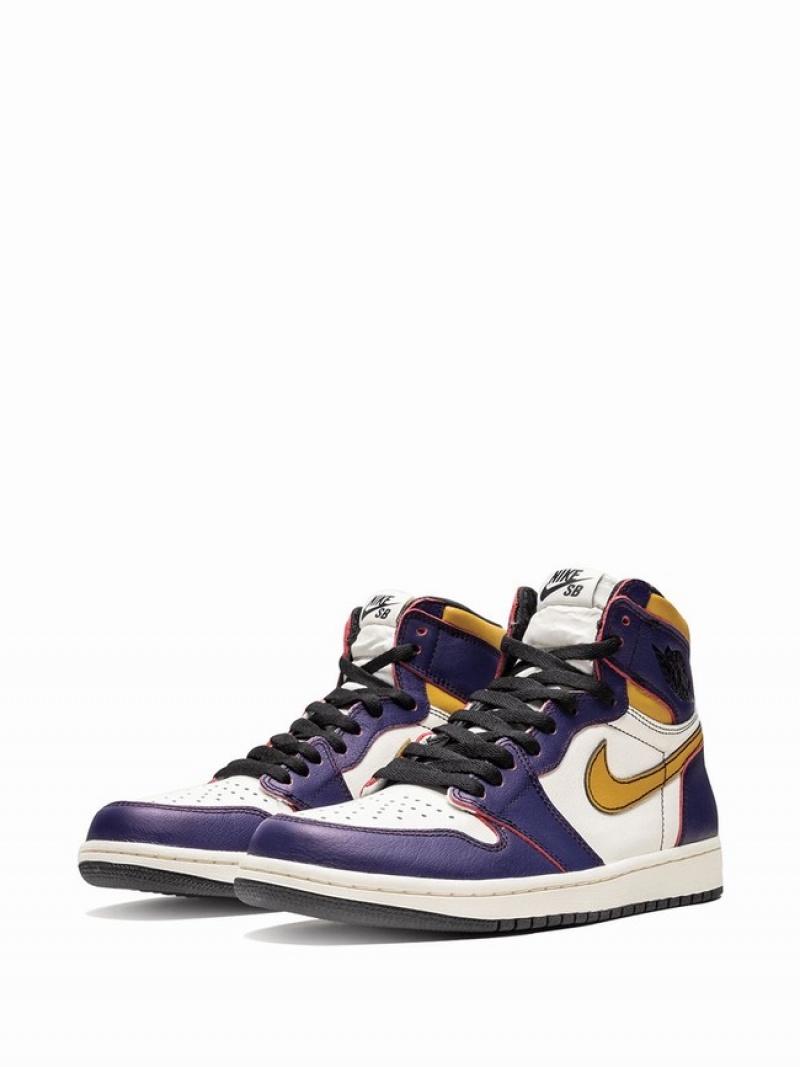 White / Purple Men's Nike Retro Air Jordan 1 | KPSDQR-684