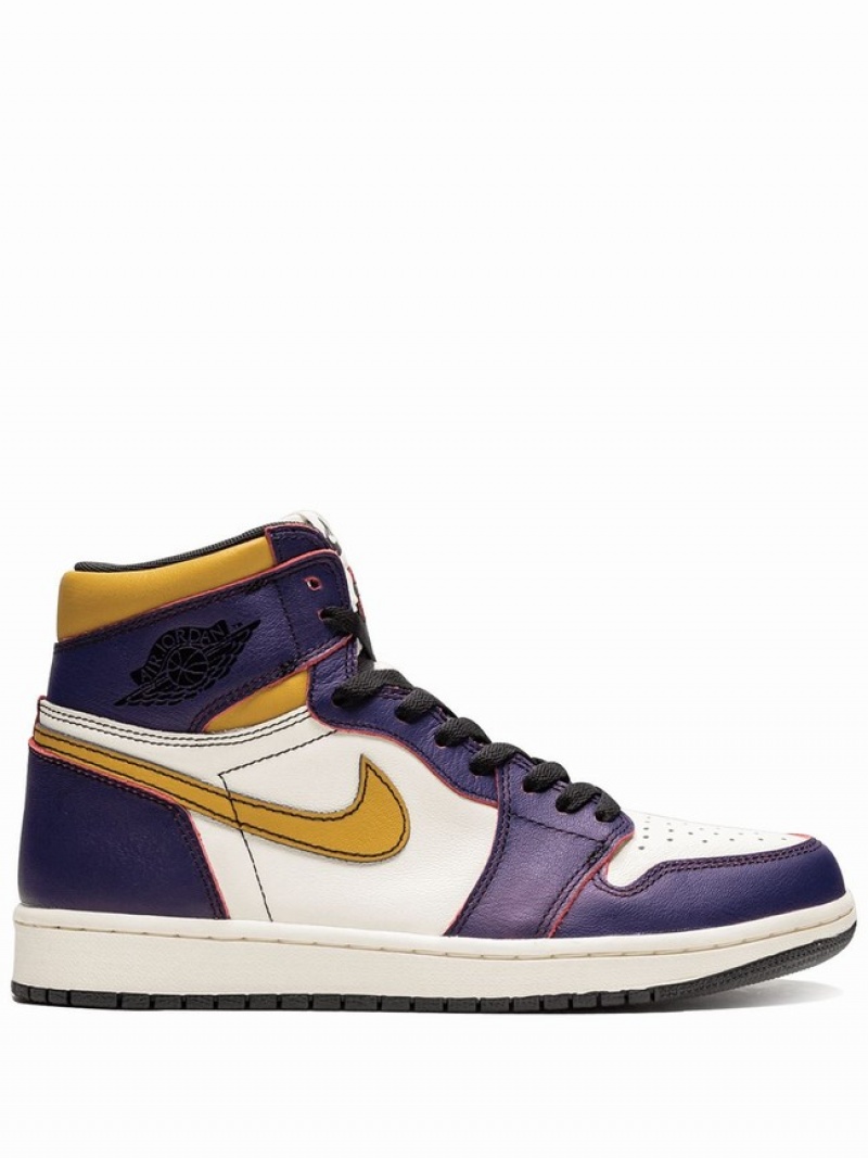 White / Purple Men\'s Nike Retro Air Jordan 1 | KPSDQR-684