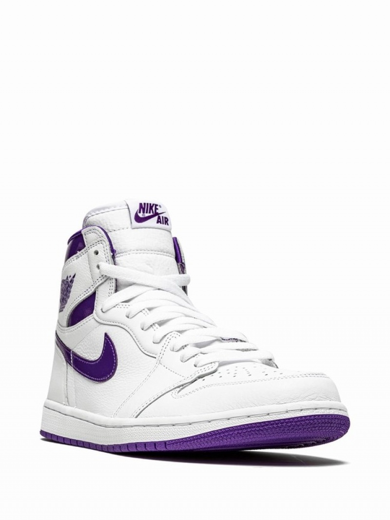 White / Purple Women's Nike Retro High Air Jordan 1 | DAEXCZ-761