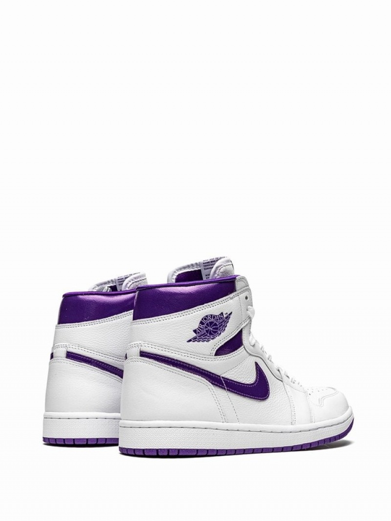 White / Purple Women's Nike Retro High Air Jordan 1 | DAEXCZ-761