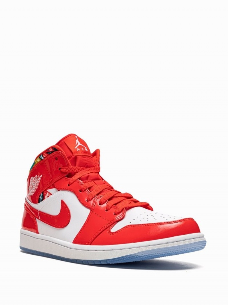 White / Red Men's Nike Mid SE Barcelona Sweater Air Jordan 1 | MYSADH-783