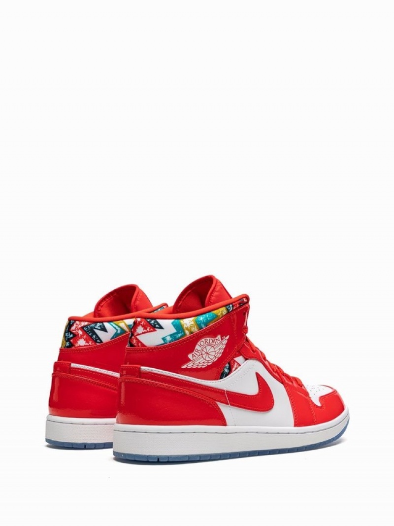 White / Red Men's Nike Mid SE Barcelona Sweater Air Jordan 1 | MYSADH-783