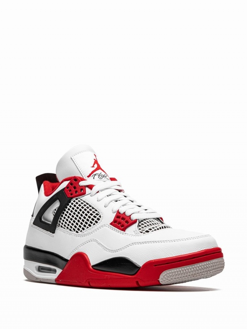 White / Red Men's Nike Retro Fire 2020 Air Jordan 4 | DJSUOX-124