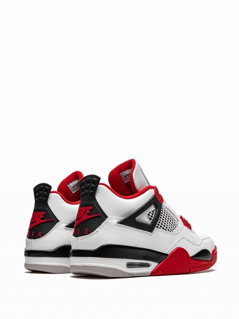 White / Red Men's Nike Retro Fire 2020 Air Jordan 4 | DJSUOX-124