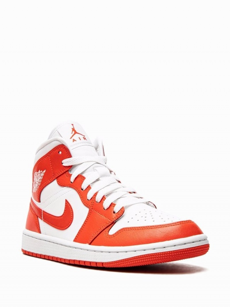 White / Red Women's Nike Mid Habanero Red Air Jordan 1 | AKUEQN-725