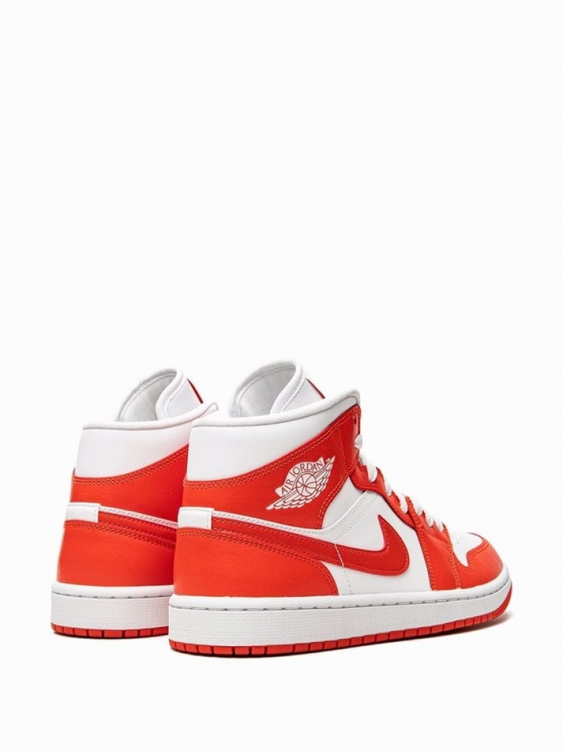 White / Red Women's Nike Mid Habanero Red Air Jordan 1 | AKUEQN-725