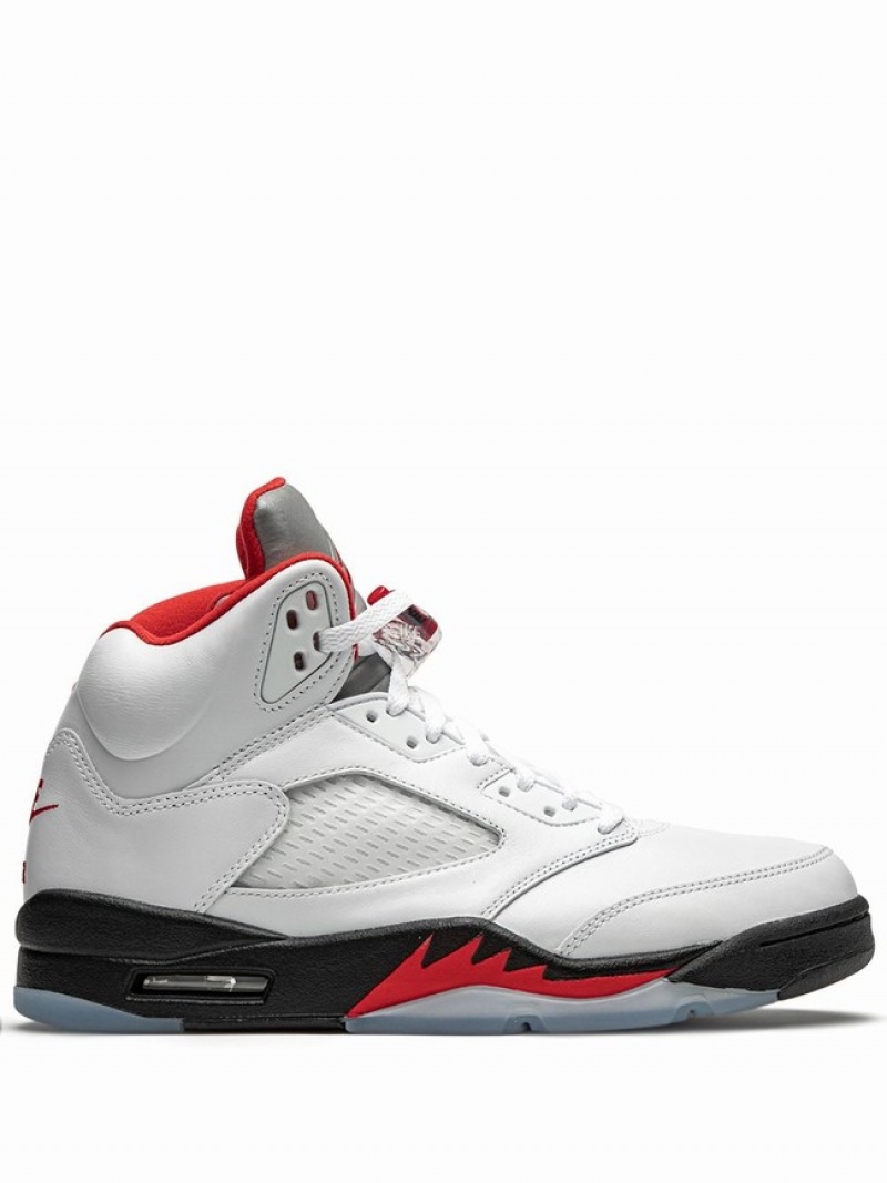 White / Red Women\'s Nike Retro Fire Red Silver Tongue 2020 Air Jordan 5 | UKGVJP-184