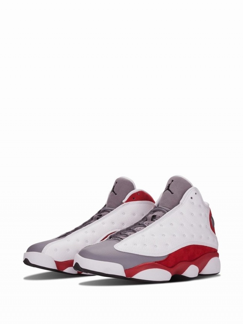 White / Red Women's Nike Retro Grey Toe Air Jordan 13 | PTGRWD-069