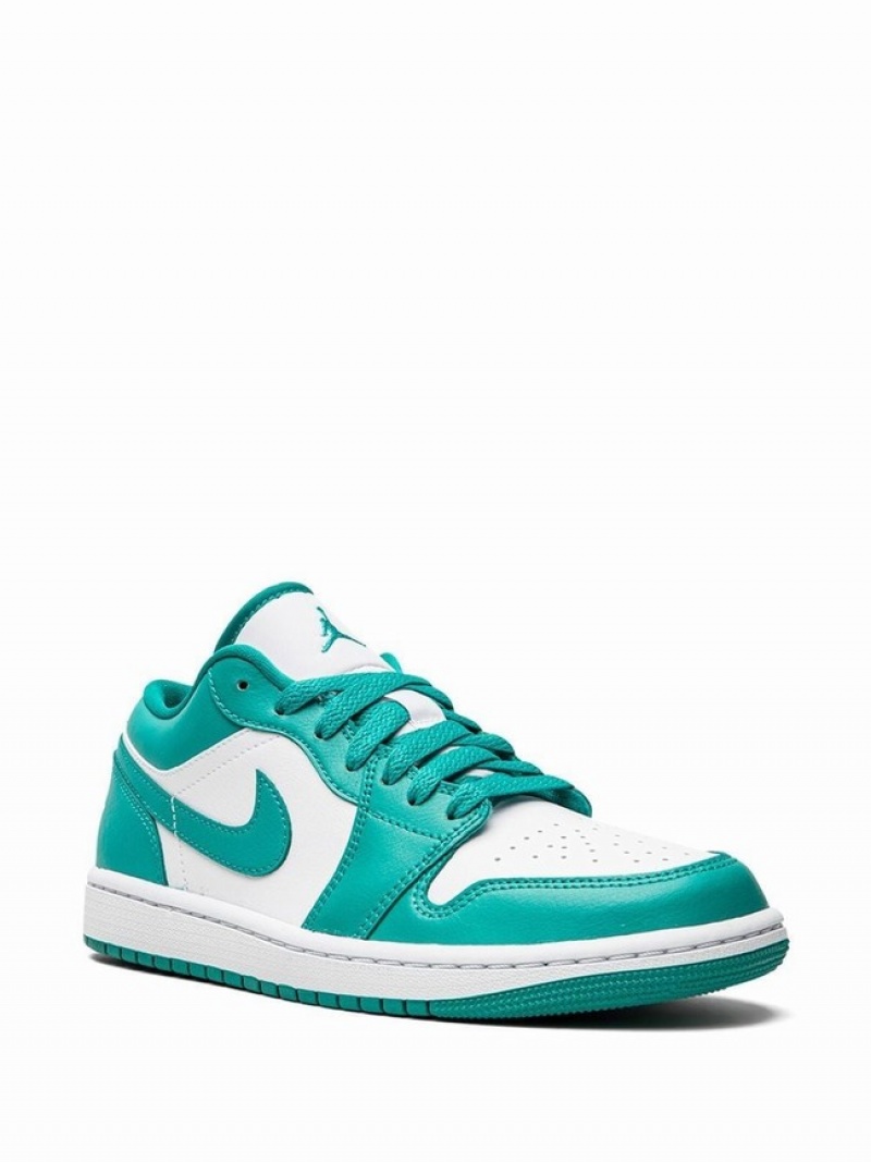 White / Turquoise / Green Women's Nike Jordan 1 Low New Emerald Air Jordan 1 | WBHGDJ-649