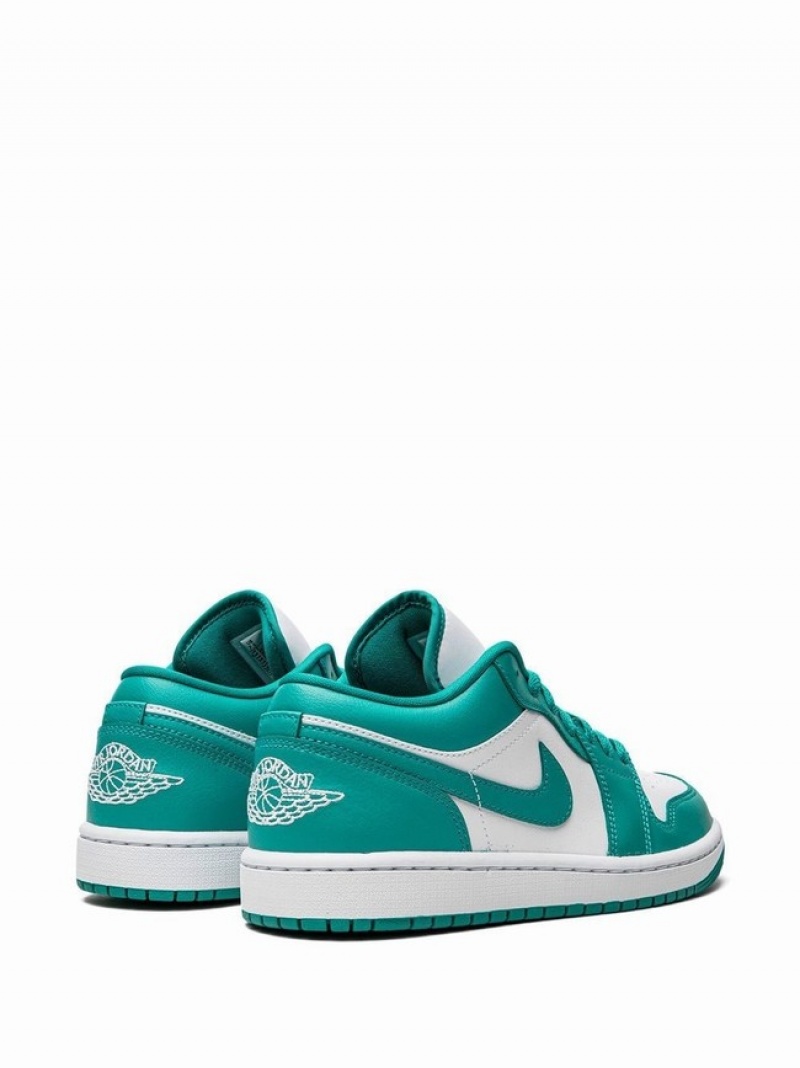 White / Turquoise / Green Women's Nike Jordan 1 Low New Emerald Air Jordan 1 | WBHGDJ-649