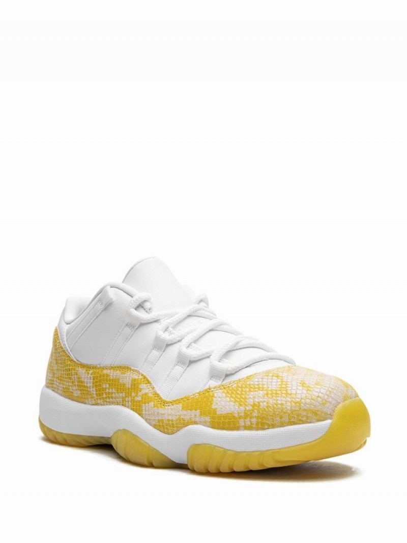 White / Yellow Women's Nike Low Yellow Snakeskin Air Jordan 11 | JNOXKY-519