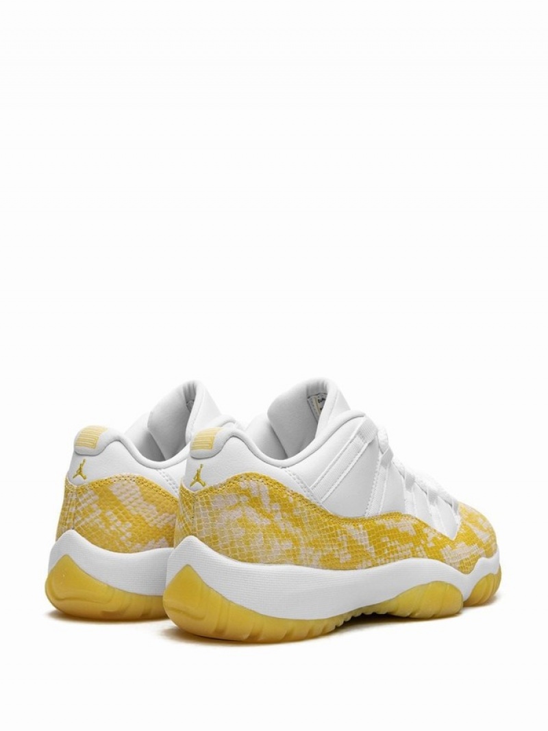 White / Yellow Women's Nike Low Yellow Snakeskin Air Jordan 11 | JNOXKY-519