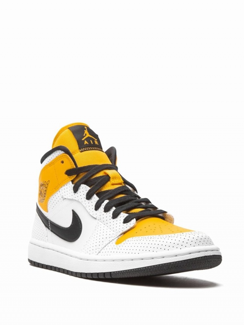 White / Yellow Women's Nike Wmns Mid Air Jordan 1 | FABUQI-538