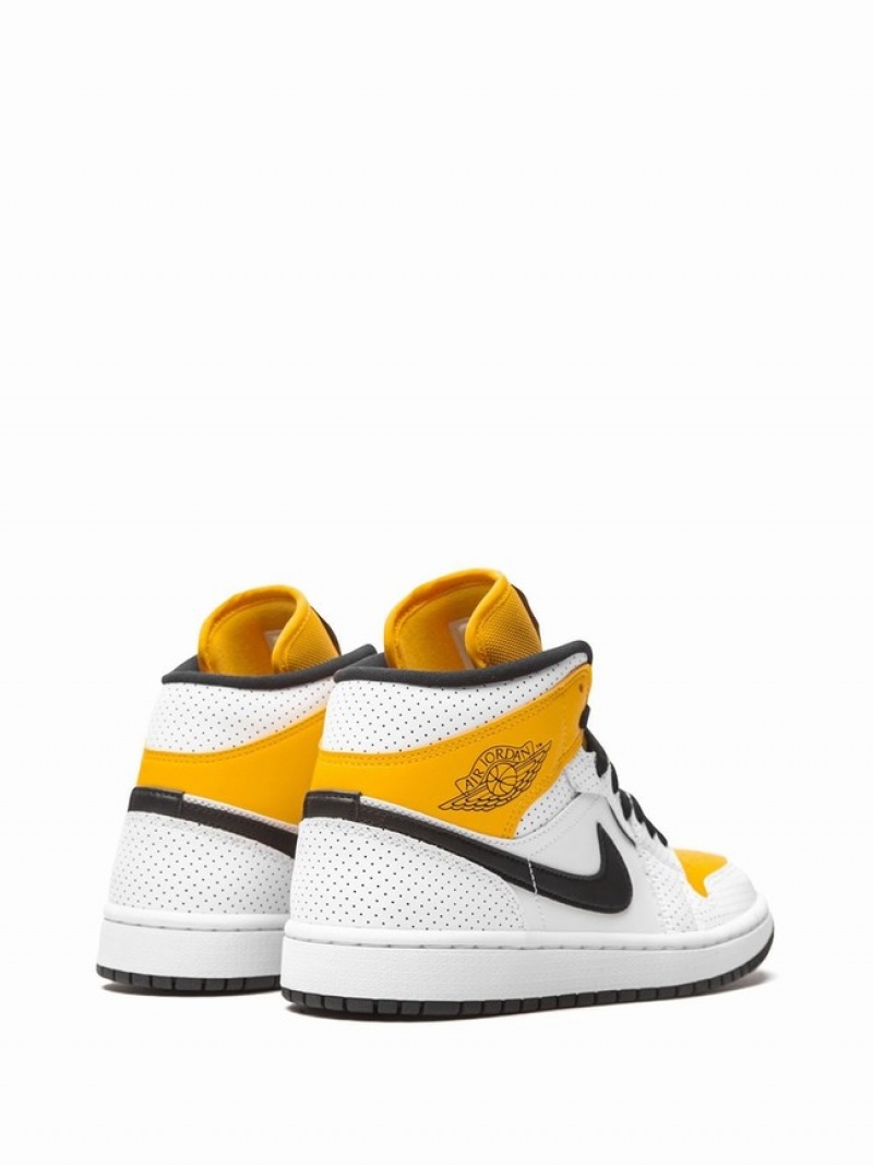 White / Yellow Women's Nike Wmns Mid Air Jordan 1 | FABUQI-538