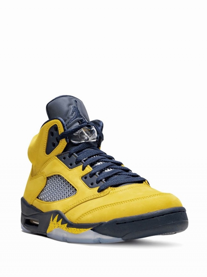 Yellow / Blue Women's Nike Retro SE Air Jordan 5 | GITNSA-027